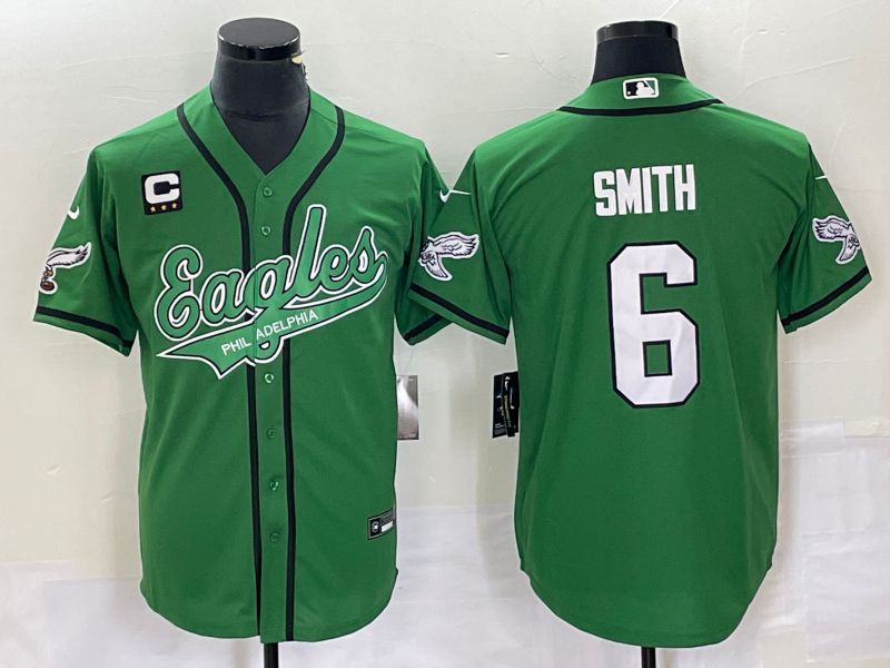 Men Philadelphia Eagles #6 Smith Green Co Branding Game NFL Jersey style 2